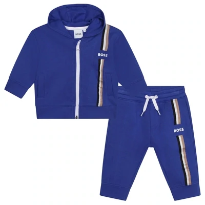 Hugo Boss J08079 Boy's Front Stripe Tracksuit Set 2PC /PALE BLUE