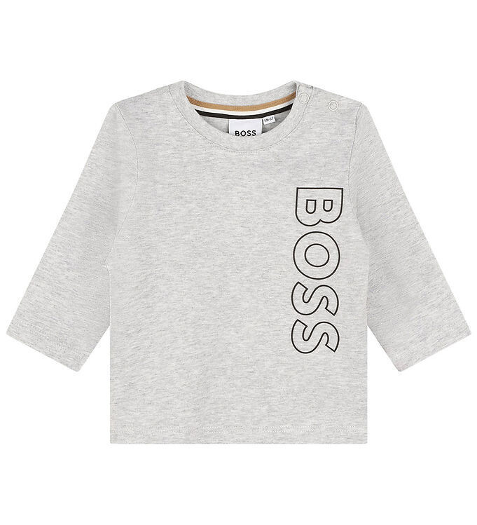 Hugo Boss J05A21 Boy's Long Sleeve Mini Me Vertical Logo T-Shirt