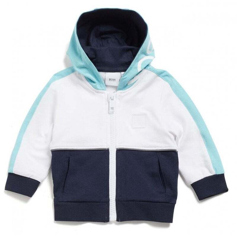 Hugo Boss J05864Z40/Z40 03A Size 2 White with Aqua Stripes Tracksuit Set