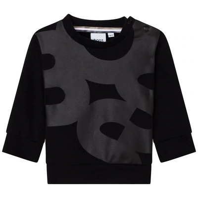 Hugo Boss J05970 Boy’s Tone-on-Tone Logo Sweatshirt – Black