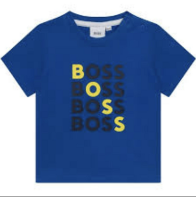 Hugo Boss Boys J05920/871 Royal Blue T-Shirt Yellow/Navy Logo