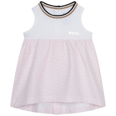 Hugo Boss J92080 Girl sleeveless dress white and pink