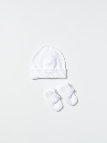 Hugo Boss J98368/10B White Baby Hat & Sock Set, Size: 3M