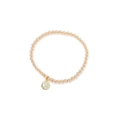 Beblue BBSURGIFT-SN 14KT Gold Be Gifted Beads Bracelet w/ Round MOP Flower Charm - Spirit