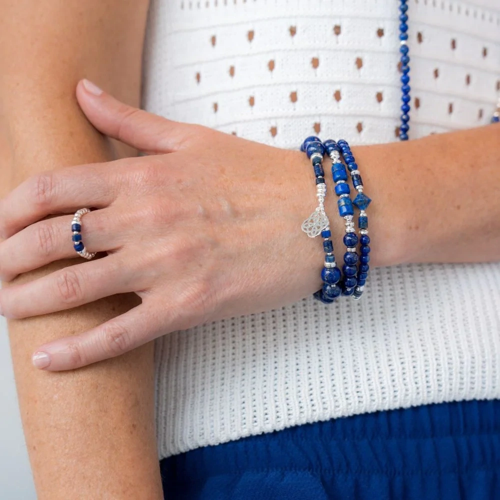Beblue BBCREA-SL Silver Be Creative Blue Bead Bracelet - Soulful Lapis