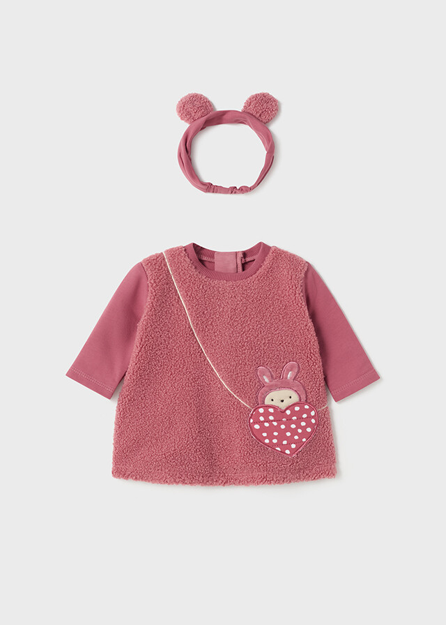 Mayoral 2844 Baby Girl's Long Sleeve Fluffy Dress w/ Headband Set 2PC