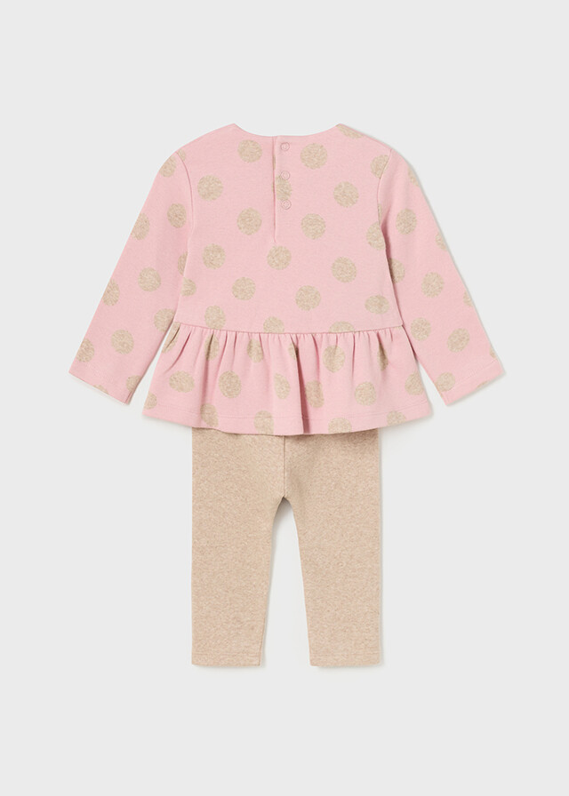 Mayoral 2769 Long Sleeve Pink & Beige Dots Sweater & Legging