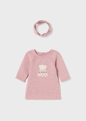 Mayoral 2842 Baby Girl's LS Knit Dress & Headband Set 2PC/