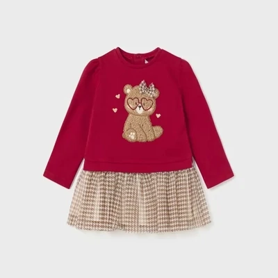 Mayoral 2989 Baby Girl's Long Sleeve Teddy Bear Dress