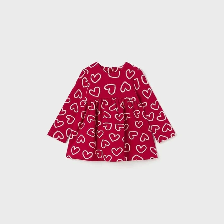Mayoral 2988 Baby Girl L/s Red Dress Hearts Print