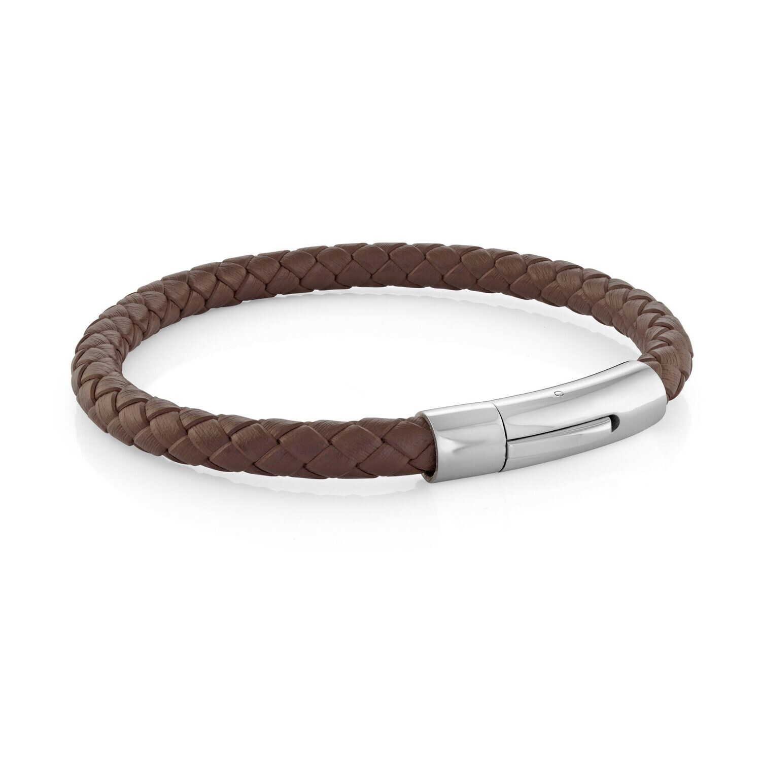 Italgem BR4035 Men's Steel Push Clasp Leather Bracelet