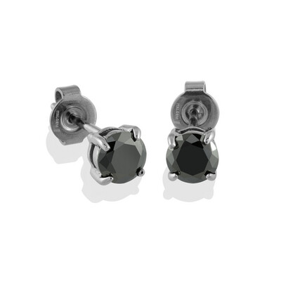 Italgem SEA202 Men's S. Steel Black-CZ Stud Earrings 5mm