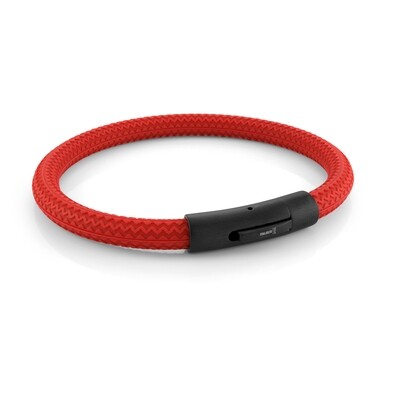 Italgem SBR13 Men's Black IP Matte Clasp Red Tire Rubber Bracelet