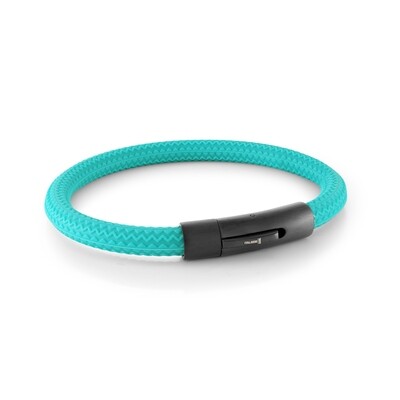Italgem SBR17 Men's Black IP Matte Clasp Teal Tire Rubber Bracelet