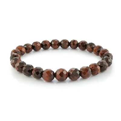 Italgem BB-288-S Faceted Cut Red Tiger Eye 8mm 24 Bead Bracelet