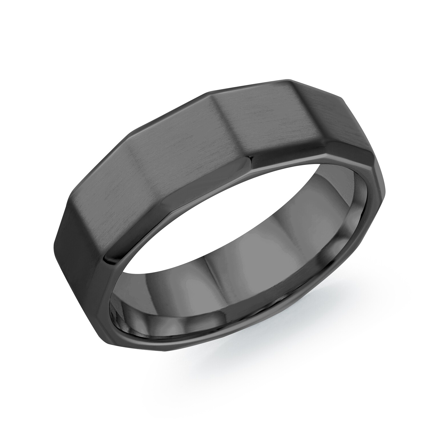Italgem SMR65 Men's Gun-IP Steel Brushed Polished 7mm Ring