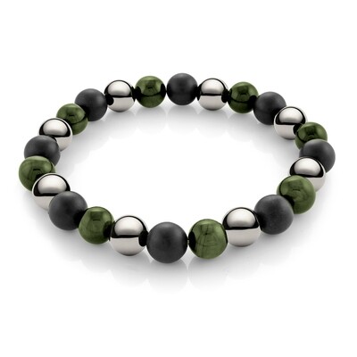 Italgem BB-310-M Black & Green Beads Bracelet Stretch