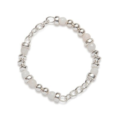 Beblue BBCHARI-SH Silver Be Charismatic White Bead Bracelet - Silky Haze