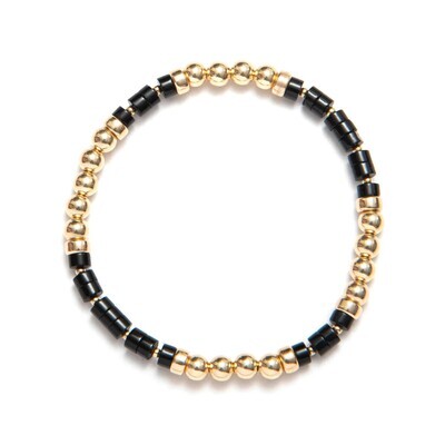 Beblue BBSURART-BV Gold Be Artistic Black Bead Bracelet - Black Velvet