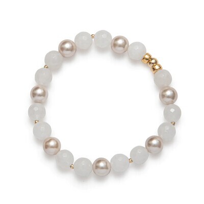 Beblue BBSURCANDIED-SH Gold Be Candied MOP & White Bead Bracelet - Silky Haze