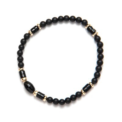 Beblue BBSURCREA-BV Gold Be Creative Black Bead Bracelet - Black Velvet