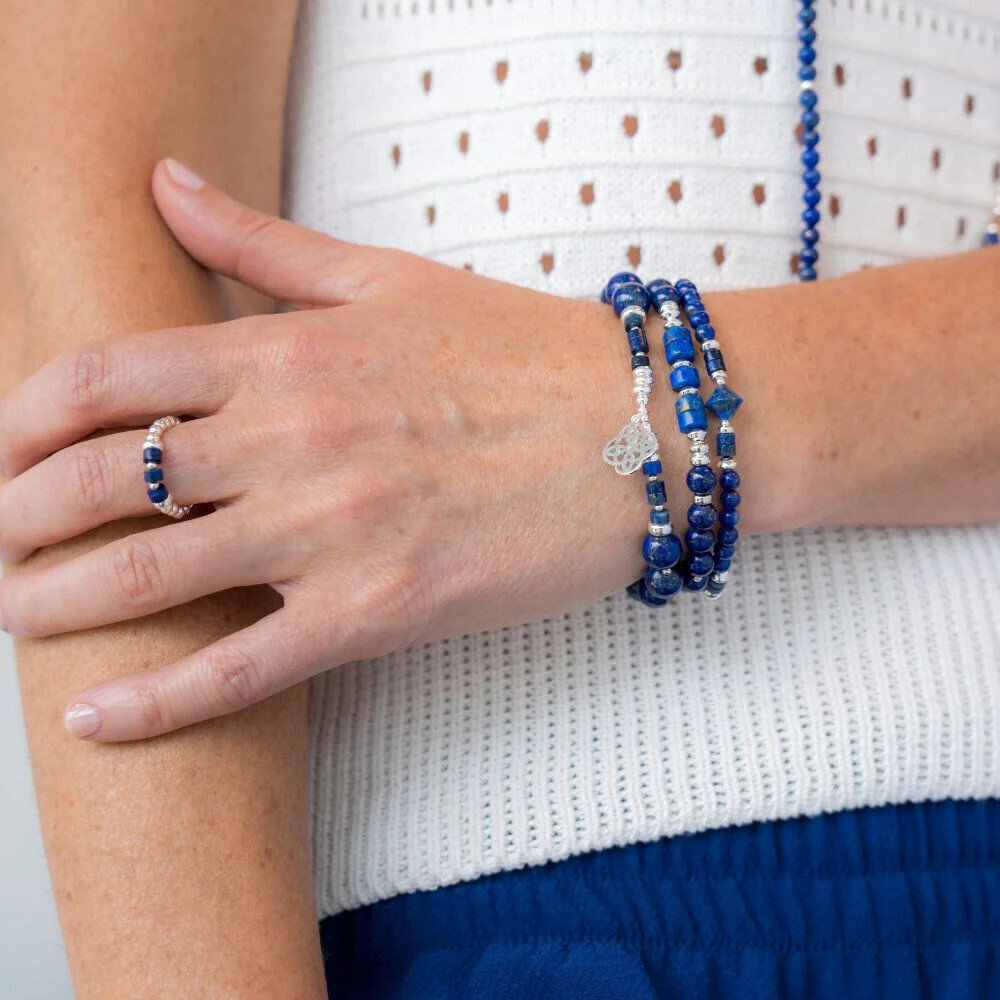 Beblue BBCREA-SL Silver Be Creative Blue Bead Bracelet - Soulful Lapis