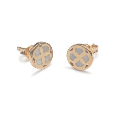 Beblue BO1504-GLD 14 KT Gold 1504 MOP Flower Stud Earrings