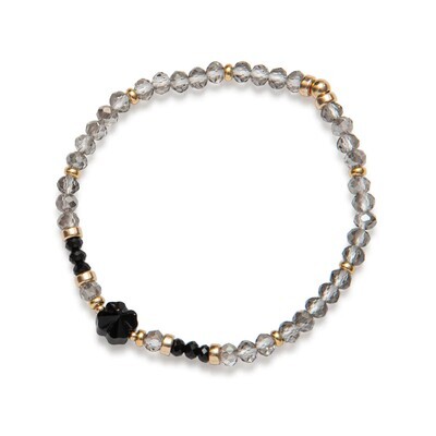 Beblue BBSURWISH-N-TS Gold Be Wishful Black Bead Bracelet - Twinkle & Shine