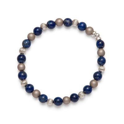 Beblue BBALLUR-SL Silver Be Alluring Blue Bead Bracelet - Soulful Lapis