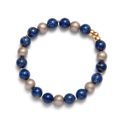 Beblue BBSURCANDY-SL Gold Be Candied Blue Bead Bracelet - Soulful Lapis