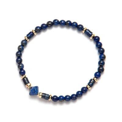 Beblue BBSURCREA-SL Gold Be Creative Blue Bead Bracelet - Soulful Lapis