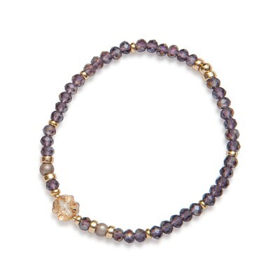 Beblue BBSURWISH-V-TS Gold Be Wishful Purple Bead Bracelet - Twinkle & Shine