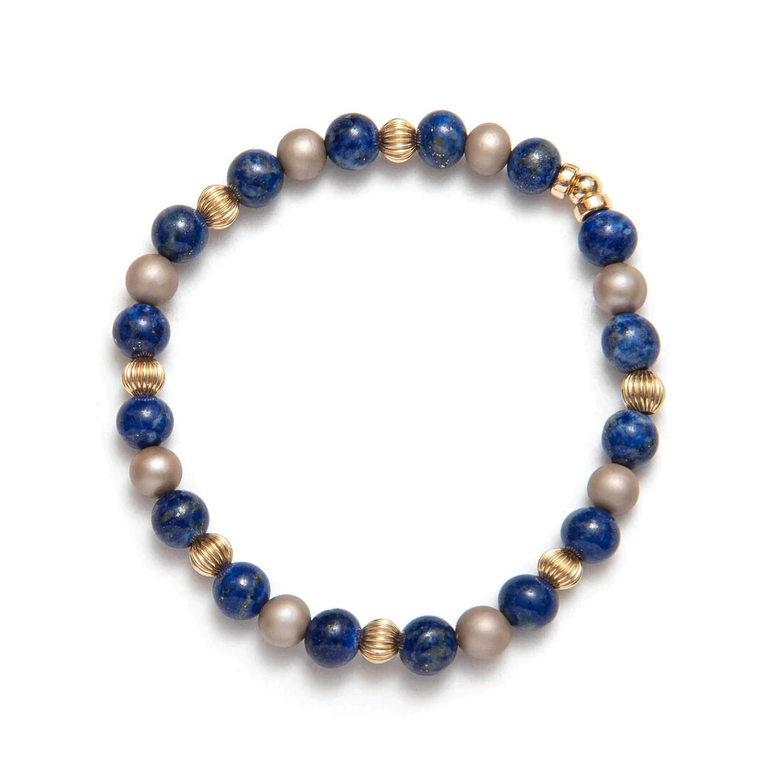 Beblue BBSURALLUR-SL Gold Be Alluring Blue Bead Bracelet - Soulful Lapis