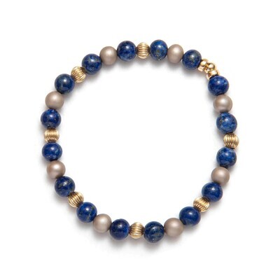 Beblue BBSURALLUR-SL Gold Be Alluring Blue Bead Bracelet - Soulful Lapis