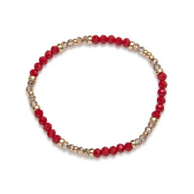 Beblue BBSURSHIM-R-TS Gold Be Shimmering- Red Bead Bracelet - Twinkle & Shine
