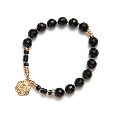 Beblue BBSURMYST-BV Gold Be Mysterious Black Bead Bracelet - Black Velvet