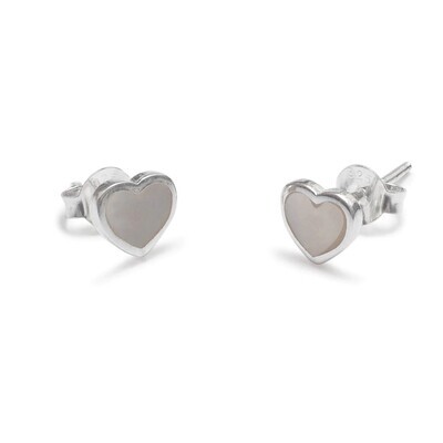 Beblue BO1502-SLV Silver Heart MOP Stud Earrings
