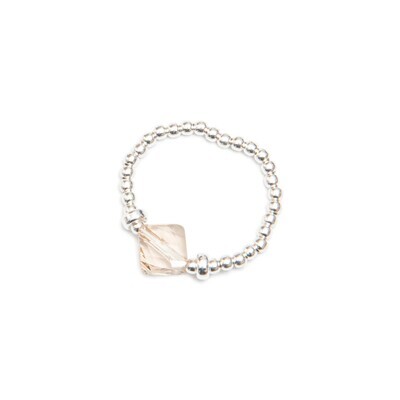 Beblue BREBRI-AB Silver Be Bright Beads Ring w/ Beige Crystal - Amalfi Breeze