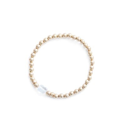 Beblue BBSURSH-G Gold Bead w/ White Crystal Heart Bracelet