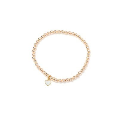 Beblue BBSURGIFT-HN 14KT Gold Bead Bracelet w White MOP Heart