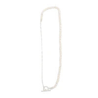 Beblue BCCDELI-SBL Silver Be Delicate Thin Paperclip Chain & Pearls Necklace - Solar Blue