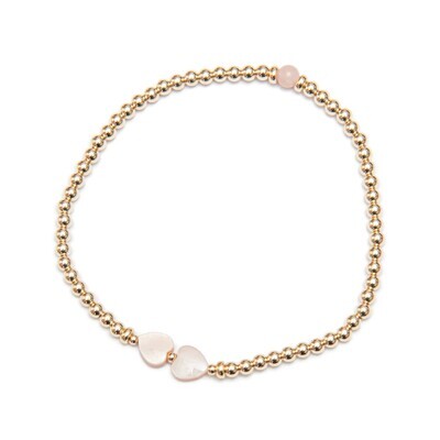 Beblue BBSURADOR-A Gold Be Adorable Bead w/ Double Hearts Bracelet - Amore