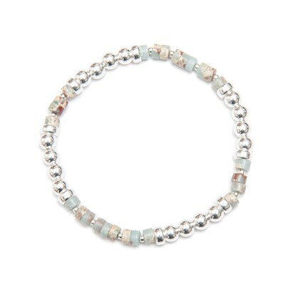 Beblue BBETHNIC-AB Silver Be Ethnic Multicolour Turquoise Bead Bracelet - Amalfi Breeze