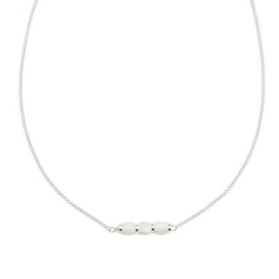 Beblue BCHSOFT-GG Silver Be Soft MOP Bead Necklace - Golden Garden