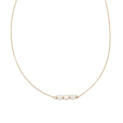 Beblue BCHSURSOFT-GG Gold Be Soft MOP Bead Necklace - Golden Garden