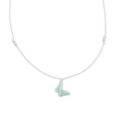 Beblue BCHHOPE-AB Silver Be Hopeful Turquoise Butterfly Pendant Necklace - Amalfi Breeze
