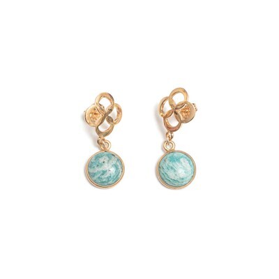 Beblue BO1572-GLD Gold 1572 Turquoise Stone Dangle Earrings - Amalfi Breeze