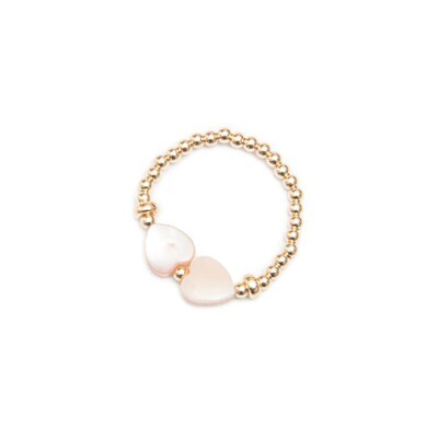 Beblue BRESURADOR-A Gold Be Adorable Double MOP Heart Ring - Amore