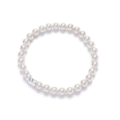 Beblue BBCLASS-PW Silver Be Classic White Pearl Bracelet