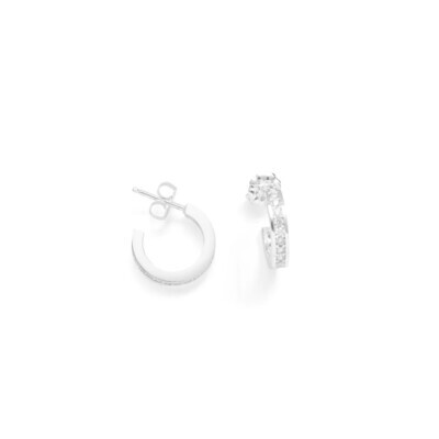 Beblue BO1438-SLV Silver 1438 White CZ Small Hoop Earrings
